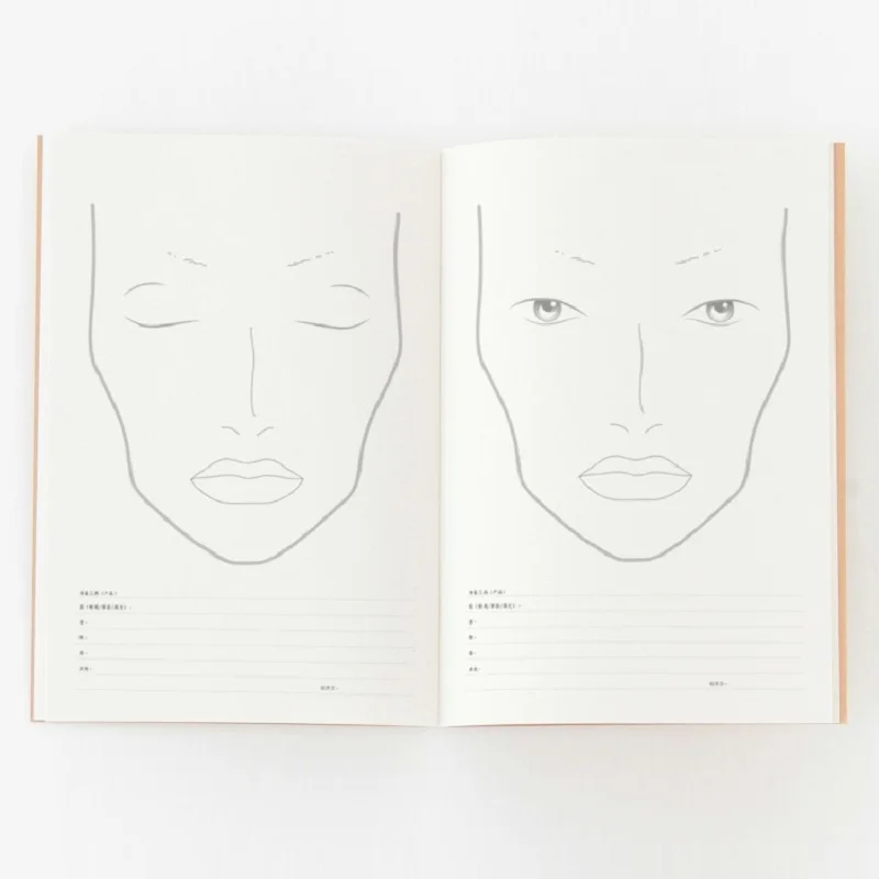 Facechart Papel Maquiagem Notebook Profissional Maquiagem Artista Modelo de Prática Compõem o Livro de Desenho 30 Folhas de Papel a4 - Imagem 6