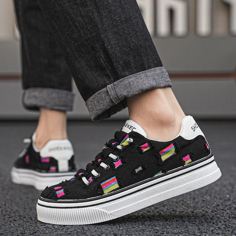 HKDQ Summer Men's Vulcanize Shoes Fashion Elastic Breathable Canvas Shoes For Men White Designer Sneakers Man Casual Espadrilles