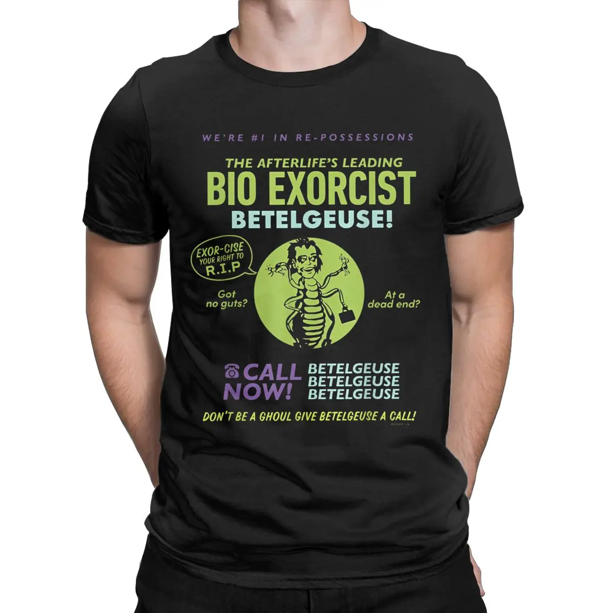 thumbnail image 4 of B-beetlejuice Camiseta de manga corta para hombre, Camisa de algodón con estampado de "postlife's Leading", Bio Exorcist Ad, Horror de Halloween, 4 of 5
