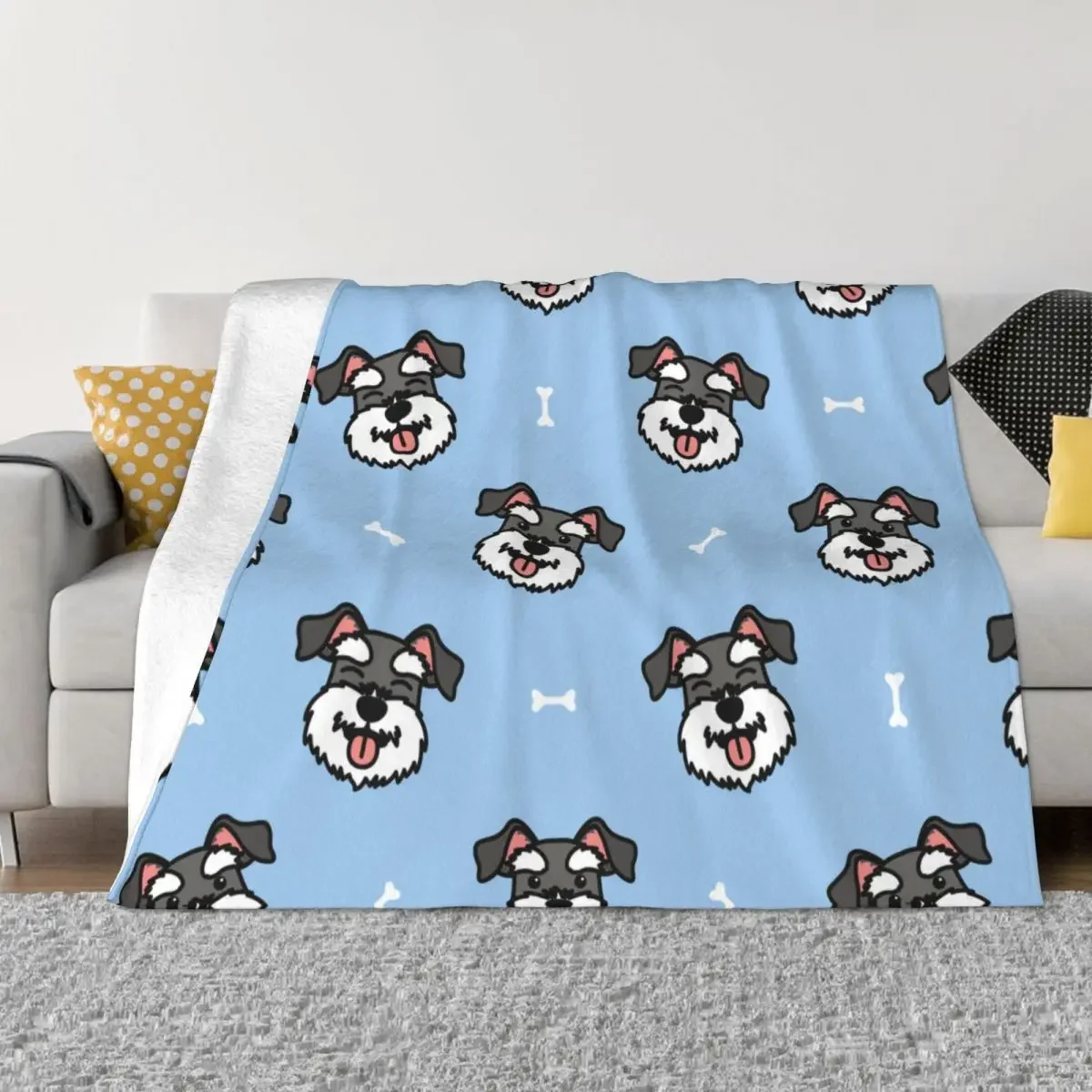 

Cute Schnauzer Dog Fleece Throw Blankets Gift for Animal Dog Lover Blankets for Home Outdoor Warm Plush Thin Quilt