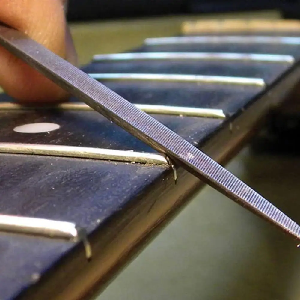 

5pcs Guitar Fret Files Grinding Repair Filing Tool With Handle Guitar Ukulele Hand Woodworking Files Instrument Repair Tool