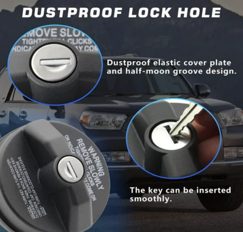 Gas Key Gas Lock Fuel Cap With Key Locking Gas Cap With Key, Compatible With Toyota 4Runner Tacoma Nissan GMC Honda CRV Tundra Acura Infiniti Buick Cadillac Gas Cap Lock Locking Fuel
