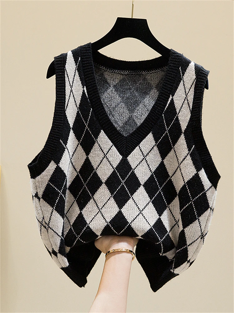 Winter Women Knitted Vest Sweater Oversize Girls Sweater Woman Cashmere Tops Sleeveless Tank Pullover Fall Maxi Vintage Y2k