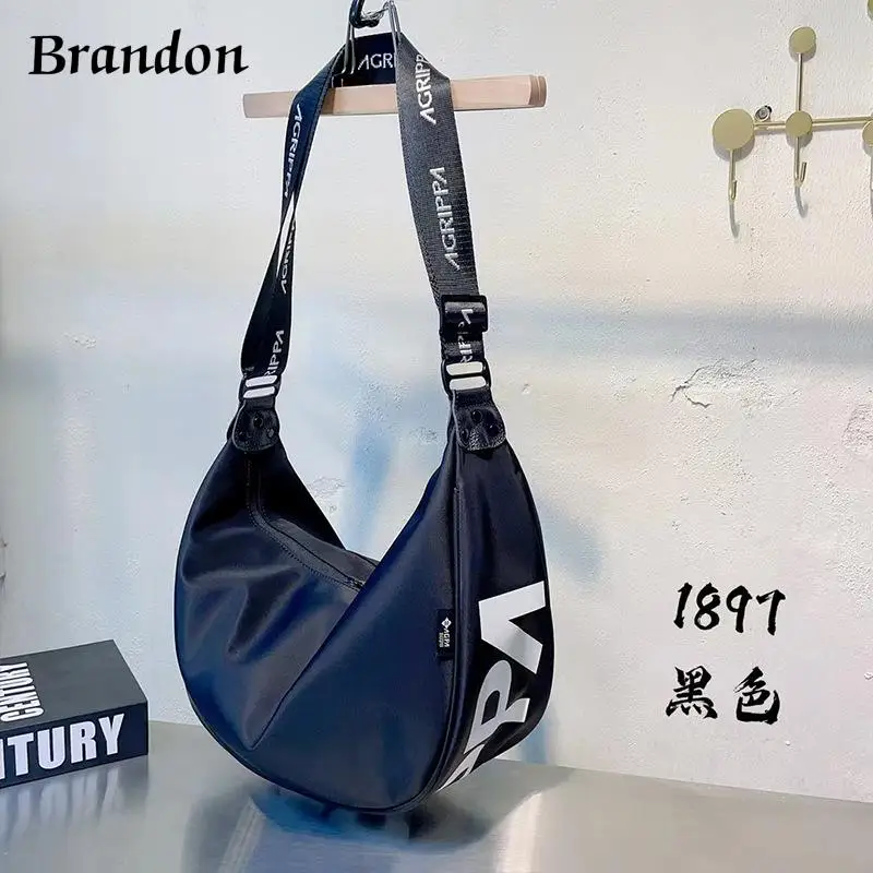 New trendy crossbody bag waterproof nylon letter printed shoulder bag large capacity simple and casual single shoulder bag