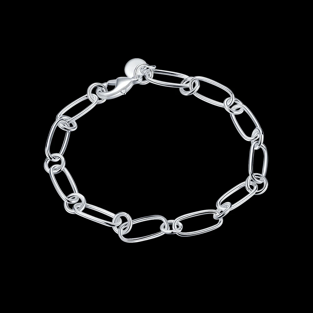 

Korean Fashion 925 Sterling Silver Bracelets Charms Circle Chain for Woman Men Classic Wedding Party Gifts Fine Designer Jewelry