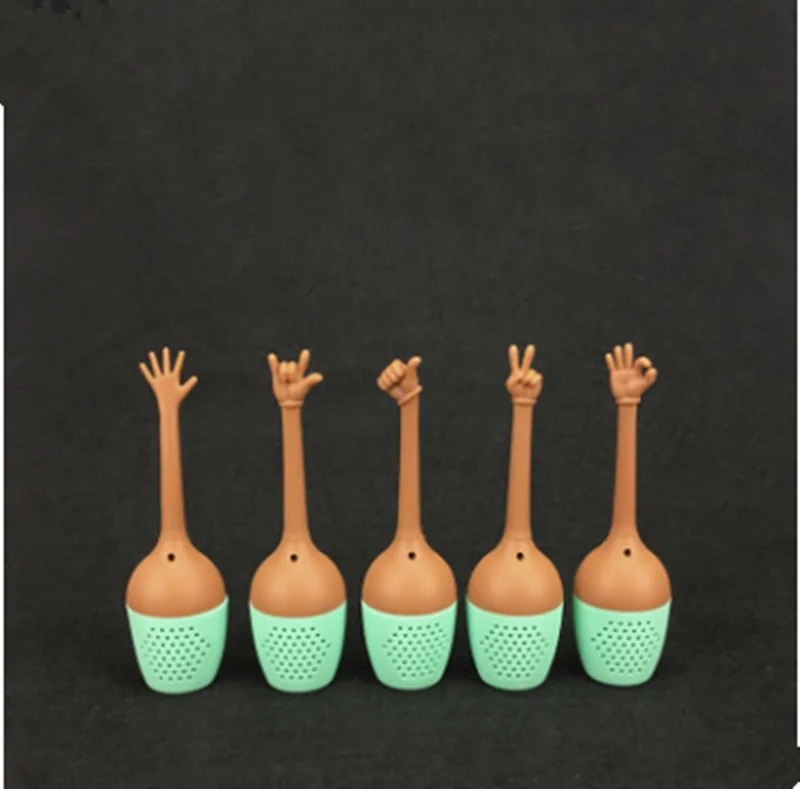 Tea Infuser Funny Hand Gestures Tea Infuser Black Tea Strainer FDA Grade Silicone Loose Leaf Herbal Spice Holder Brewing Tools