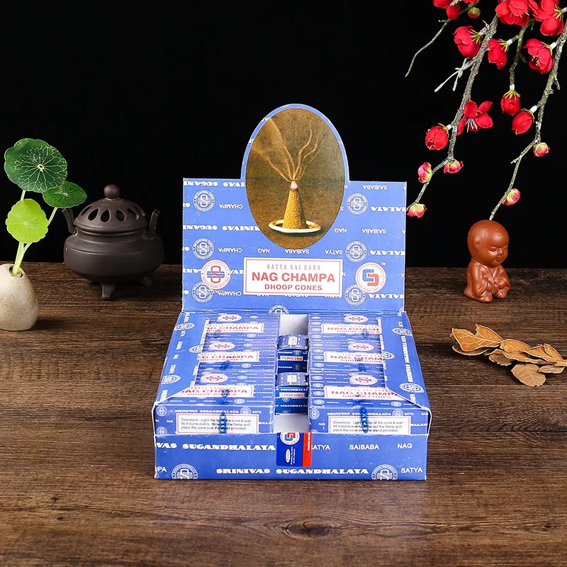 12 Scatole Di Incenso Indiano Fatto A Mano Per La Meditazione Purificante Air Nag Champa/White Sage Dhoop Cones Sleep Aid Incenso Naturale