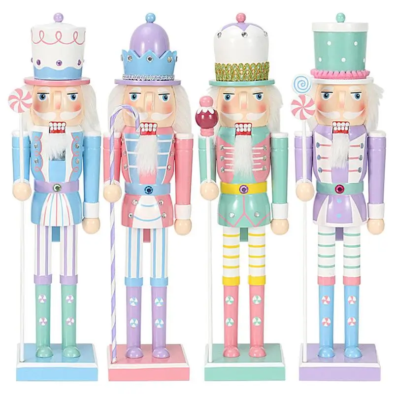 

Candy Series Nutcracker Large 38cm Wooden Nutcracker Soldier Christmas Scene Ornament Suitable for Holiday Xmas Party Home Table