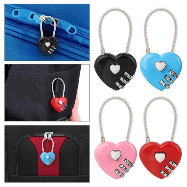 Cadenas De Bagages En Forme D'amour Avec 3 Chiffres, Mini Cadenas