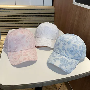 Berretto da baseball da donna estivo stile coreano protezione solare fiore stampato berretto da baseball casual traspirante regolabile cappello da sole visiera snapback 1