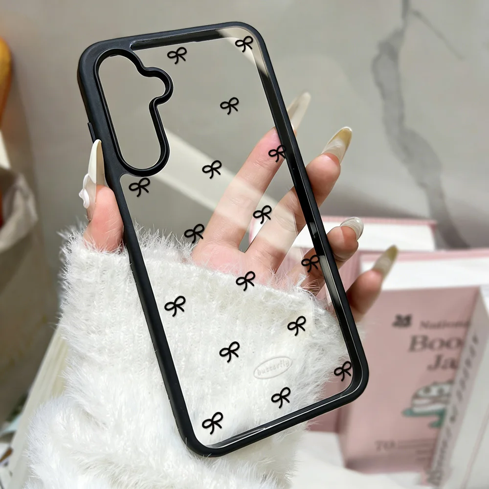 Elegant Bow Transparent Phone Case - Durable Plastic Cover