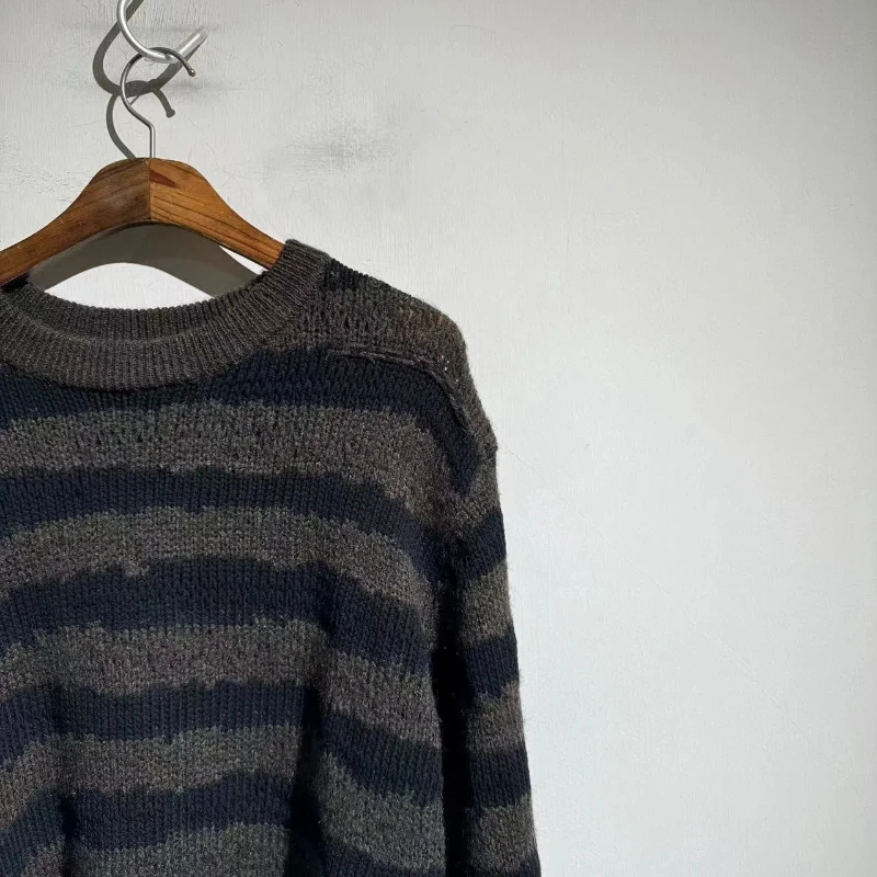 24AW A New High Quality Chunky Knit Slouchy Coffee Quilted Black Christmas Sweater Knitwear Men's Winter Clothes