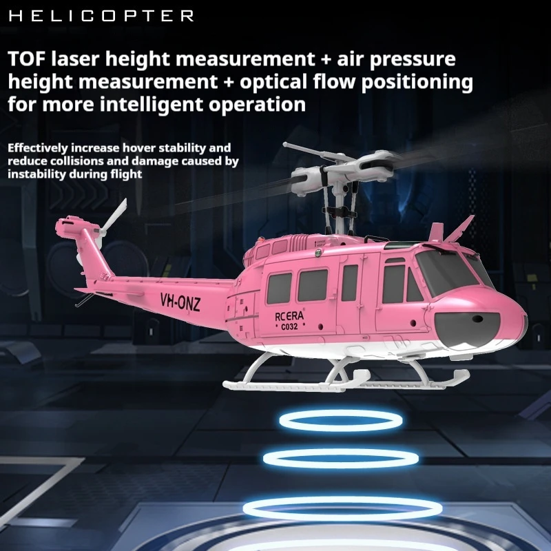 Uh-1 C032 Rc 헬리콥터 2.4g 6축 자이로스코프 6채널 고도 유지 광학 흐름 브러시리스 원격 조종 헬리콥터 장난감 성인 선물