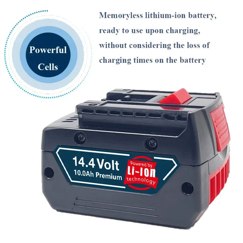 

Original 10Ah 14.4V Lithium-Ion 10000mAh for Bosch Replacement Power Tool Battery Pack for GBH GDR GSR1080 DDS180 BAT614G