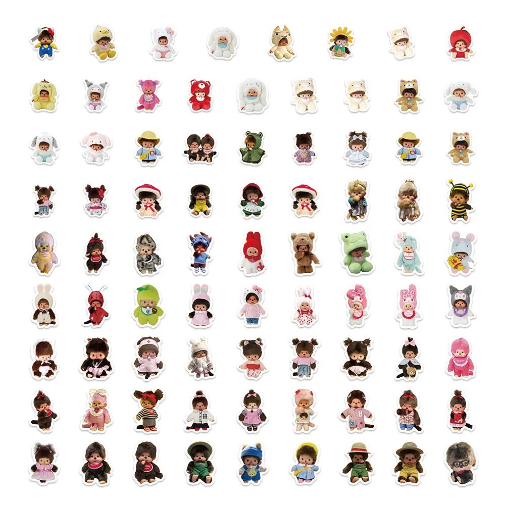 Neue 80-teilige wasserdichte Monchhichi-Aufkleber, lustige und langlebige Aufkleber für Bastelarbeiten und DIY-Projekte – Detail 3