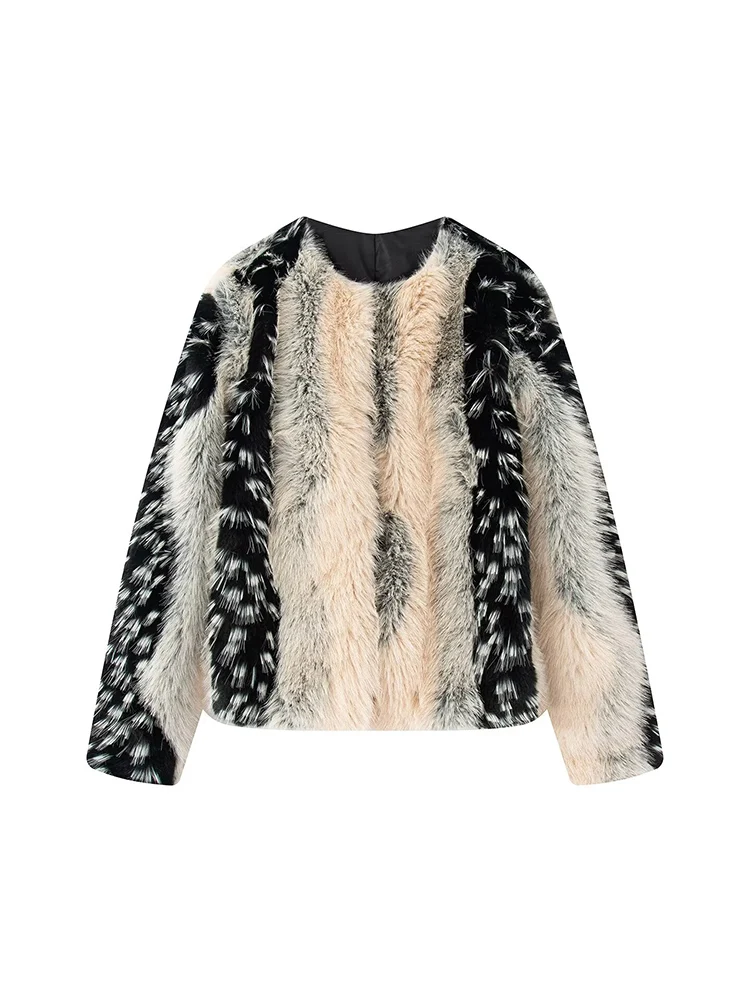 2025 Winter Women Faux Fur Warm Coat Chic Side Pockets Casual Multicolor Coat Fashion Elegant Female Thick Jacket Lady New