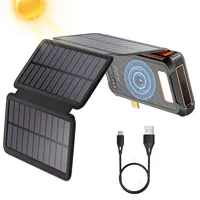 Solar Power Bank, солнечное зарядное устройство SenDeluz емкостью 26800 мАч, встроенный аккумулятор Solar Power Bank с 4 кабелями и беспроводной зарядкой