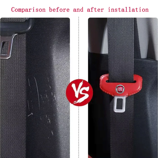 2pcs Car Seat Belt Buckle Cover Leather Protector Anti-collision Case For Fiat Punto 500 Panda Abarth Tipo