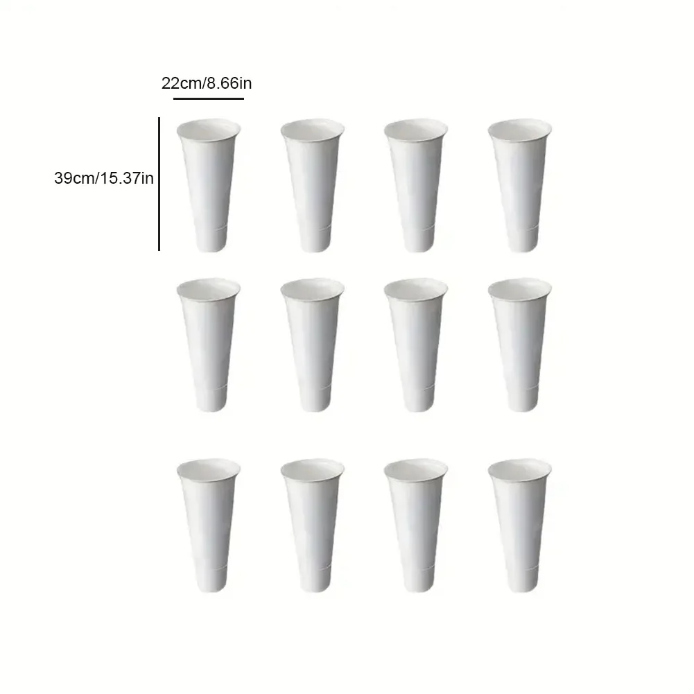 12PCS Plant Stand Tapered Buckets White Plastic Flower Display Pots Large Capacity Garden Plant Planter for Home Patio Balcony