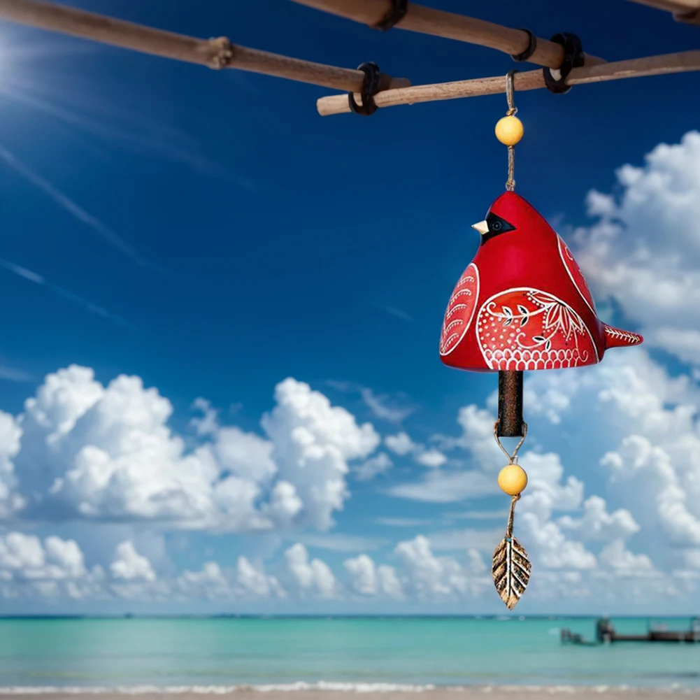 Cute Bird Song Bell Resin Wind Bell Hanging Ornaments Hanging Rustic Wind Chime for Wall Window Door Housewarming Gift