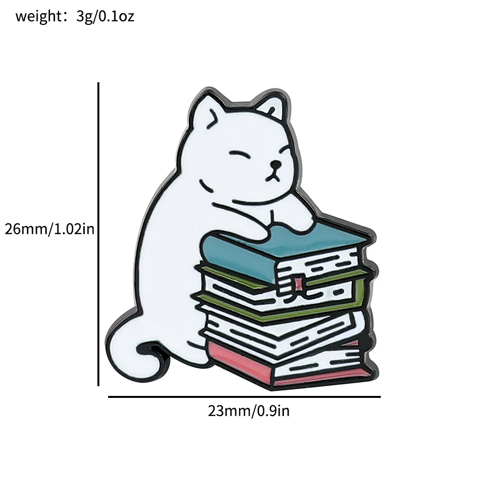 Cat Brooch Enamel Brooch Metal Brooch Enamel Pins 8 Pcs Cute Kitten Brooch Creative Cat Book Cat Sleeping Enamel Pin Metal Paint Badge Backpack Clothing Jewelry Wallet Pendant