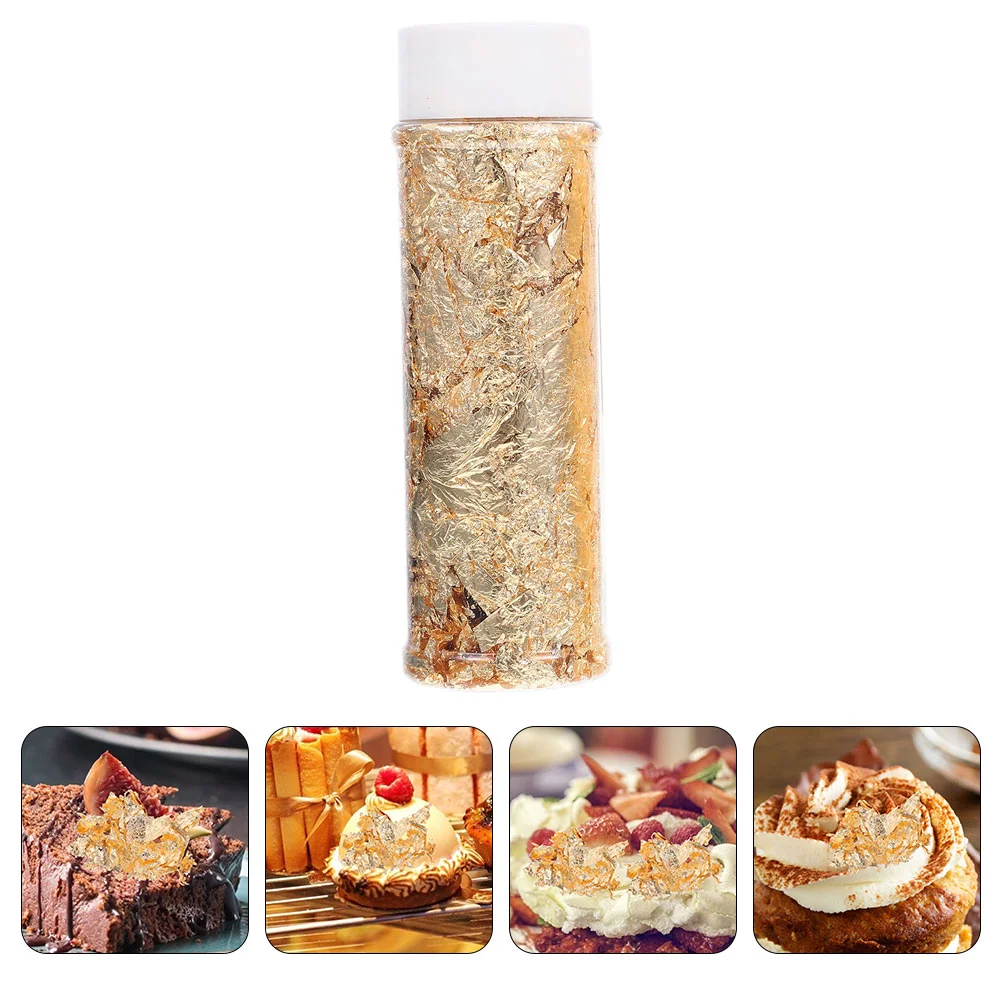 

1 Bottle of Cake Decorative Gold Foil Cupcake Gold Foil Flakes DIY Gold Foil Flakes