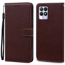 Premium Soft Silicone Leather Wallet Flip Case - Elegant Protection for Realme 8i (Coffee)