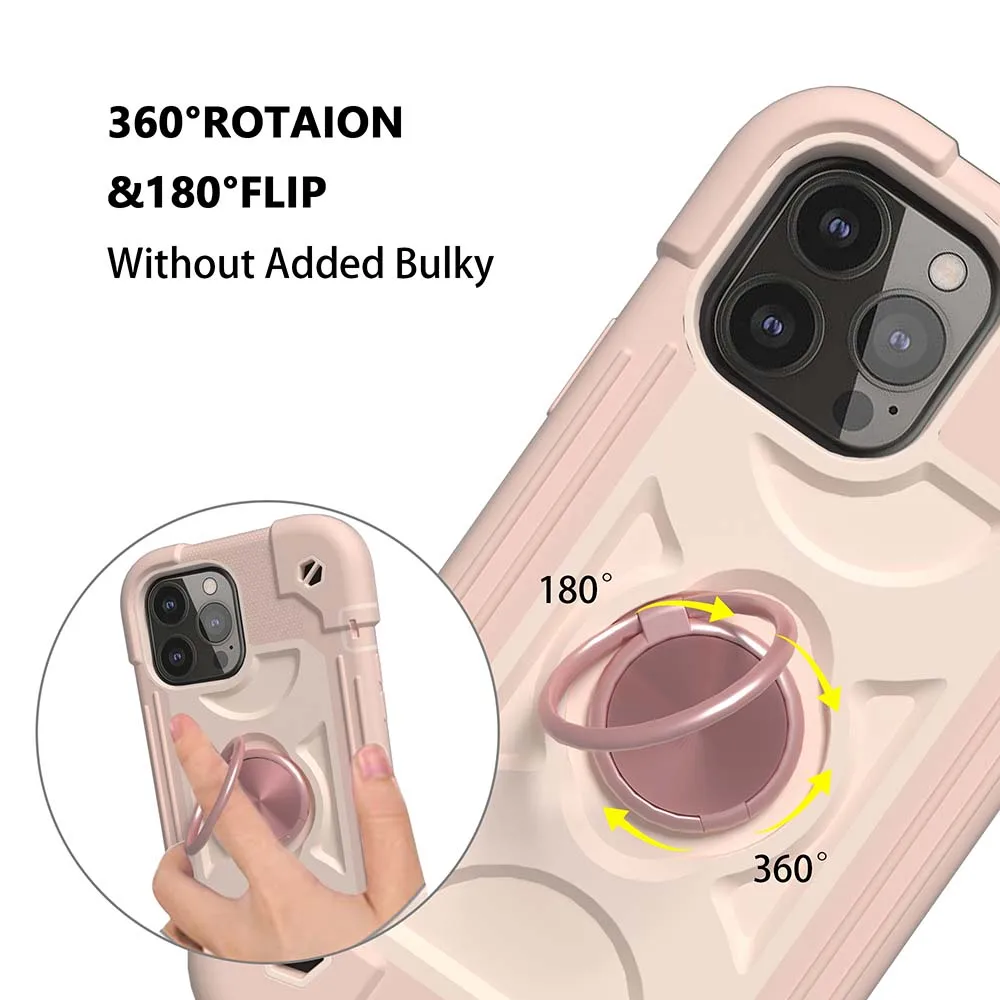 Multifunction Heavy Duty Shockproof Case with Ring Stand and Silicone PC Cover