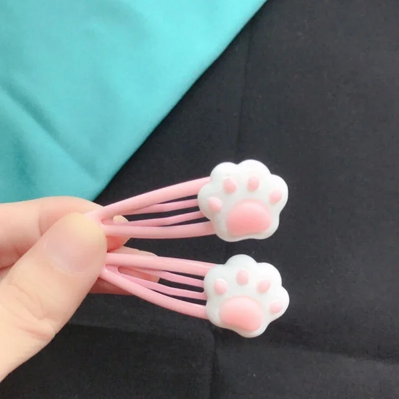 Cute Children's Hairpin Playful Hair Accessoriess Cartoon Cat Paw Shape Hair Barrettes Sweet Metal Barrettes for Teens Girls
