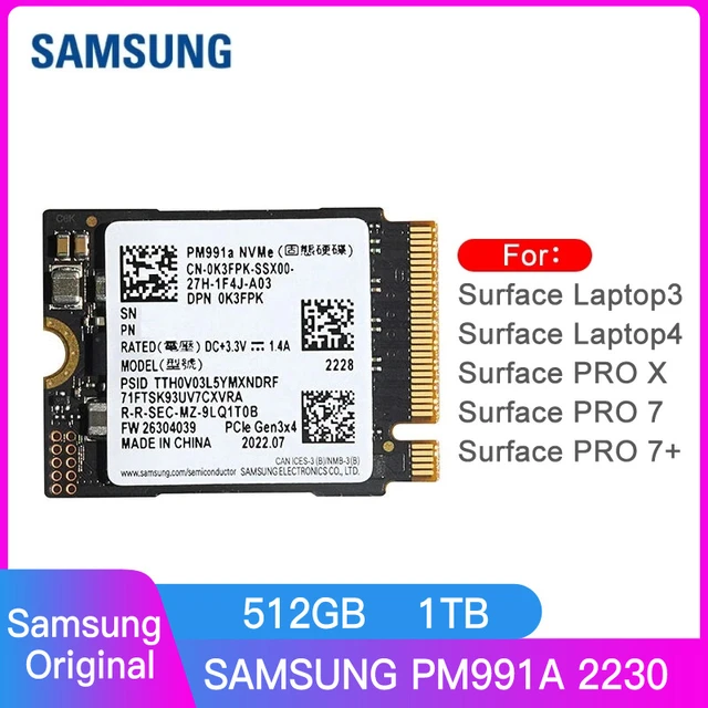 Samsung PM991A 1TB 512GB 2230 Internal SSD, For Microsoft surface