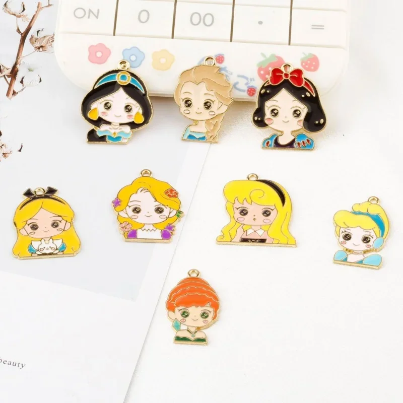 

10PCS Disney Princess Snow White Cinderella Series DIY Jewelry Accessories Bracelet Necklace Small Pendant Material Accessories