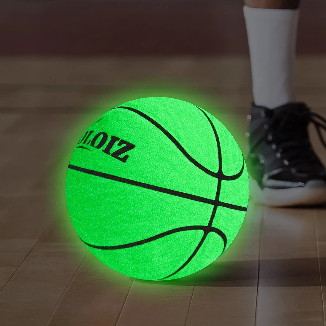 Size 7 Glow In The Dark Basketball, Luminous Glowing PU Leather Ball, For Indoor & Outdoor Use 5