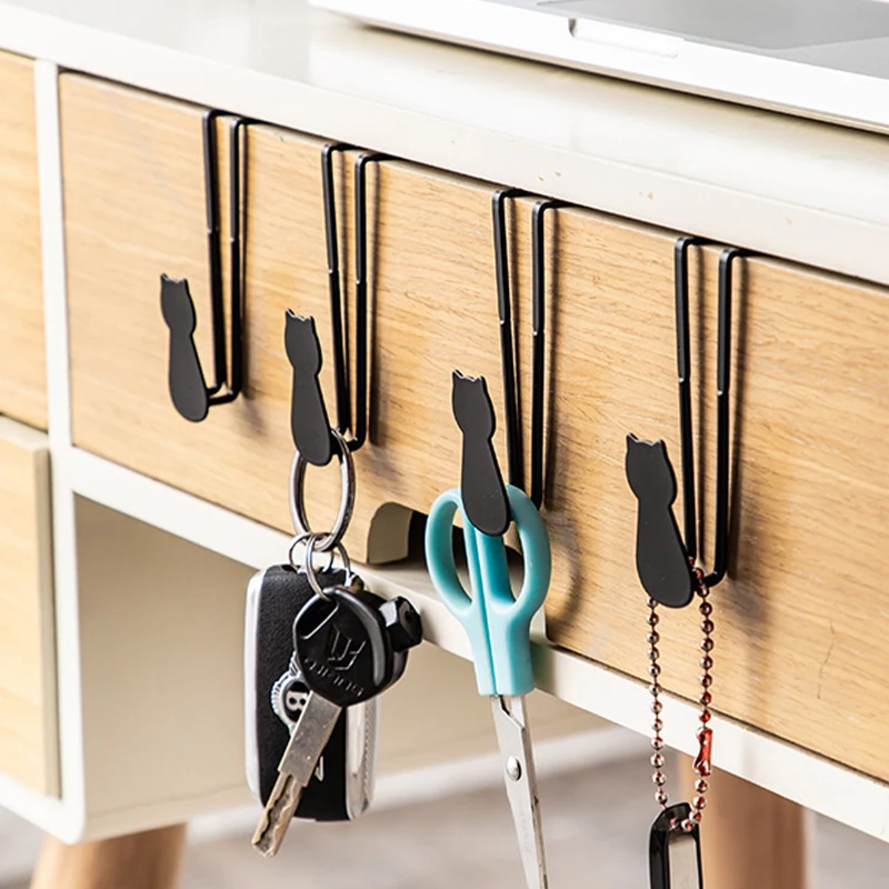 Cute Cat Kitchen Cabinet Hook HomeTowels Clothes Key Holder Bathroom Accessories Storage Hanger Door Back Hanging Organization storage hook door hook