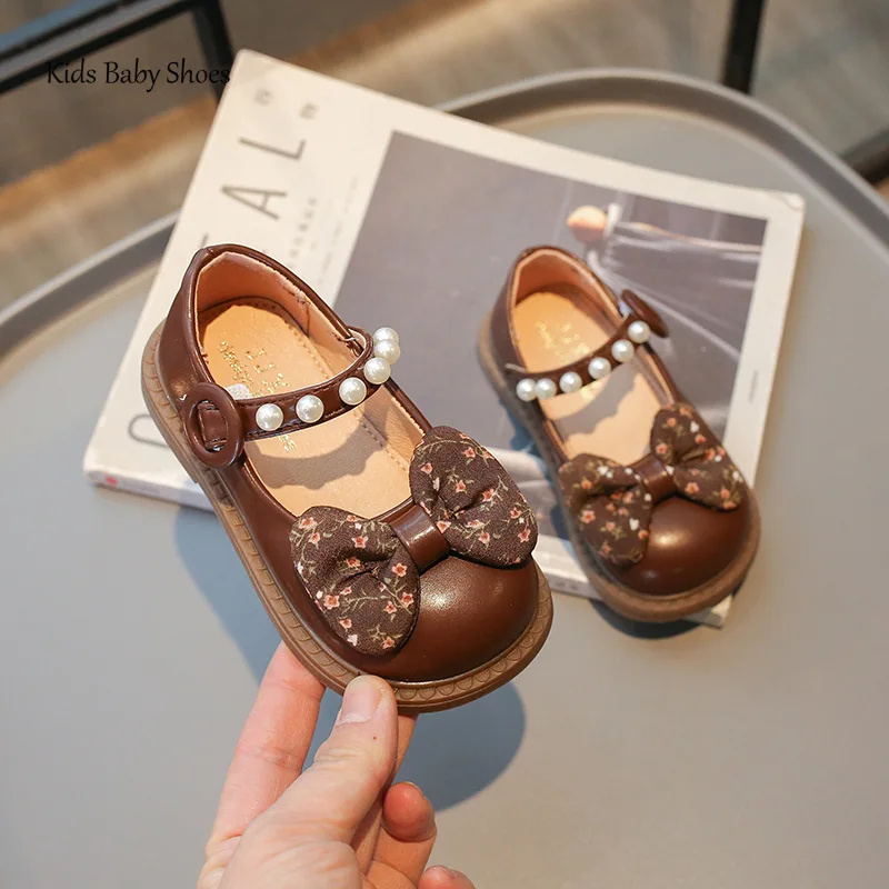 Girls' Princess Shoes Spring Autumn PU Leather Children's Cute Loafer Soft Sole Flats Size 22-31 leather shoes,girls shoes,girls flats