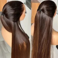 13x4 HD Ombre coloré brésilien droit dentelle devant cheveux humains Perruques souligner Perruques sans colle femmes naturelle 2
