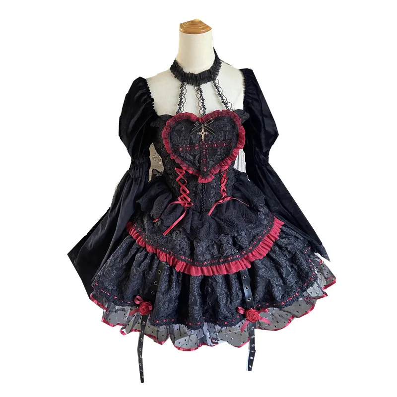 Dark Gothic Lolita Style Dresses Victorian Women Lace Halter Neck Bandage Corset Jsk Dress Japanese Fashion Holiday Party Dress lolita suspender dress lolita dress lolita cosplay costumes