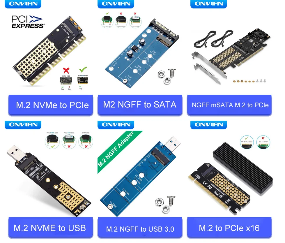 historie Ubevæbnet flaskehals Onvian M.2 NVME Adapter SSD To PCIe Card M.2 Key M Driver With Silicone  Cooling Pad Hard Drive Adapter Support PCIe x4x8x16 Slot|Add On Cards| -  AliExpress