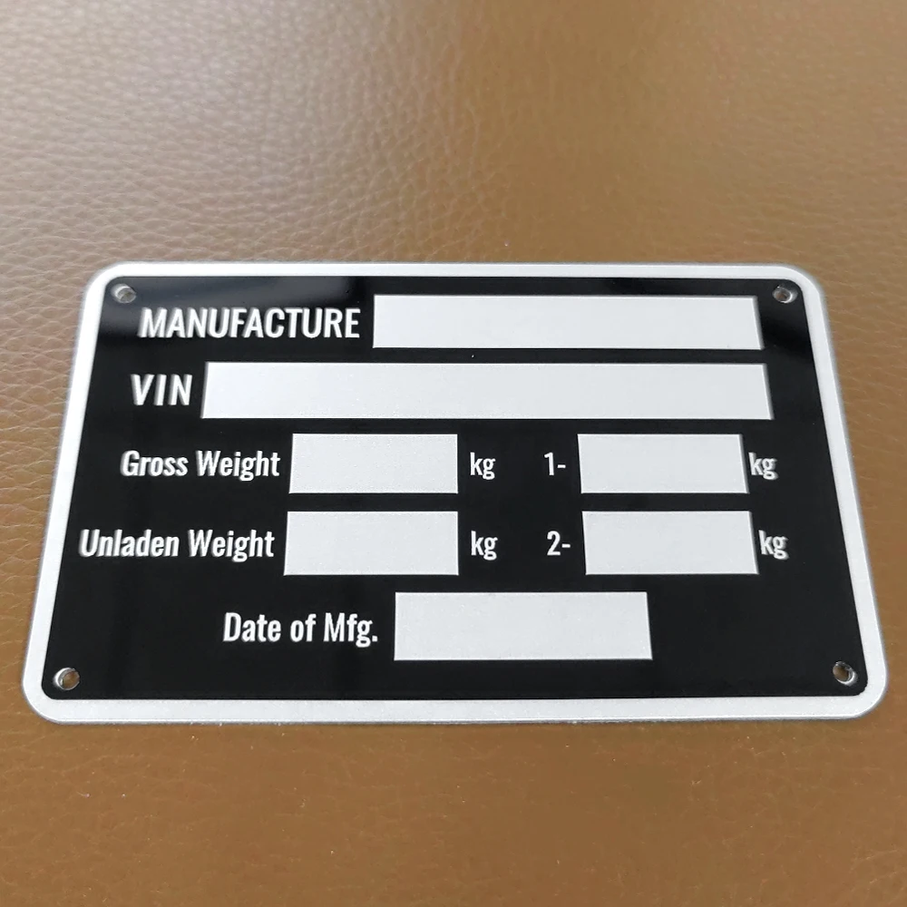 86 X 54mm Aluminum Trailer ID Tag Vin Plate Serial GVWR Medical RV Parts Camper Accessories