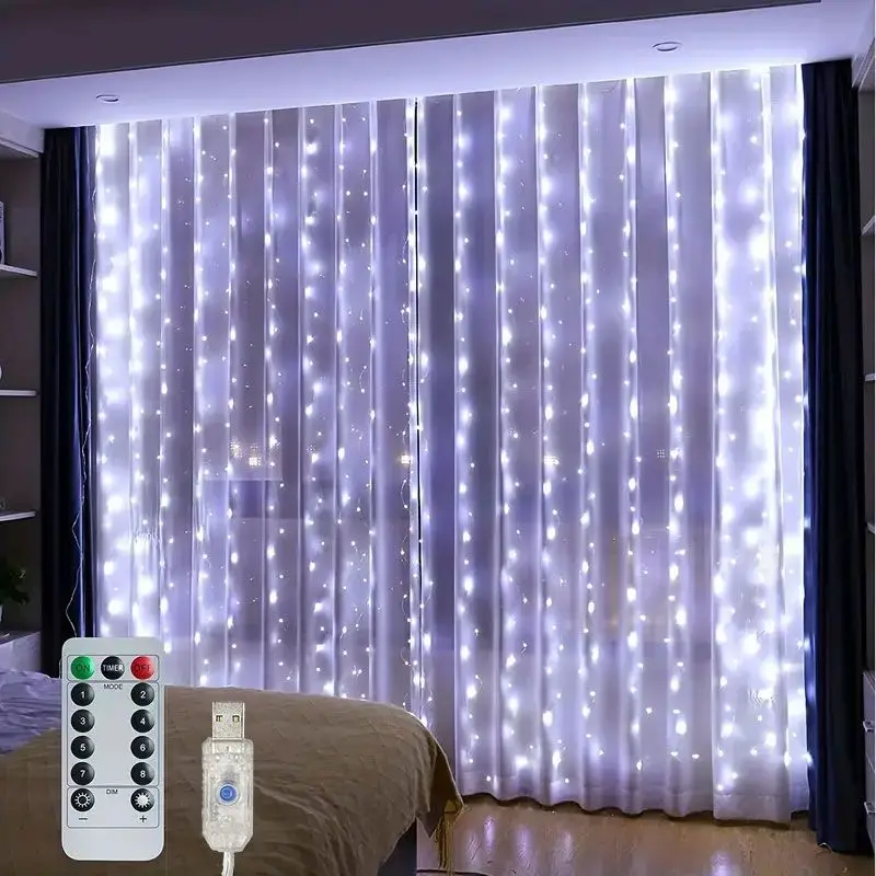 thumbnail image 1 of Guirnalda de luces LED USB para árbol de Navidad, guirnalda de hadas para Halloween, cortina de luces decorativas para el hogar, lámpara para habitación, regalos de Navidad, Año Nuevo 2025, 1 of 5