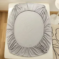 Cotton Bed Fitted Sheet Soft Mattress Cover Solid Color Non Slip Adjustable Bed Covers Single/Double/Queen/King Size Bedsheet 5
