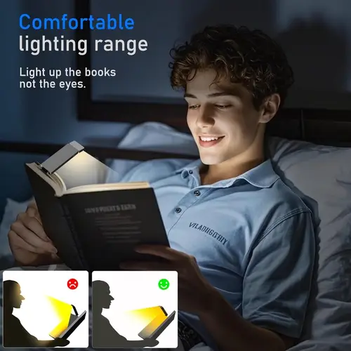 LED Rechargeable Clip-On Book Light 3 Colors 5 Brightness Bed Reading Night Light  Eye-Protection Bookmark Lamp Mini Book Lamp - Image 6