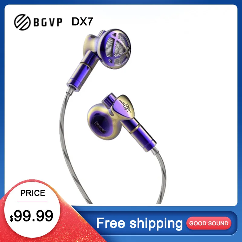 Wired Earphones BGVP DX7 Flagship Tunable Flat Head HIFI 2 in 1 Plug 3.5mm/4.4mm Replaceable MMCX
