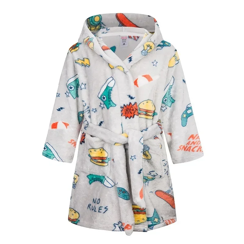 Boys Girls Hooded Bathrobe Toddler Unicorn Anime Cartoon Towel Beach Children's Sleepwear Baby Kids Bath Robes Pyjamas Nightgown