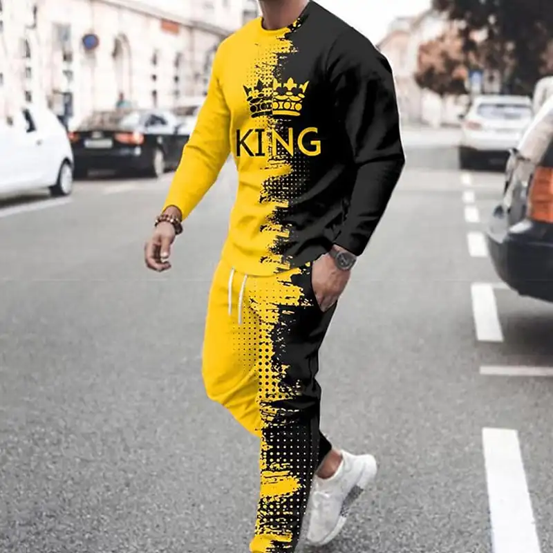 2023 Summere 3D Printed Tracksuit Sleeve T Shirt +Sweatpants Suit Streetwear O-neck Oversized Men Clothing Two Piece Sets