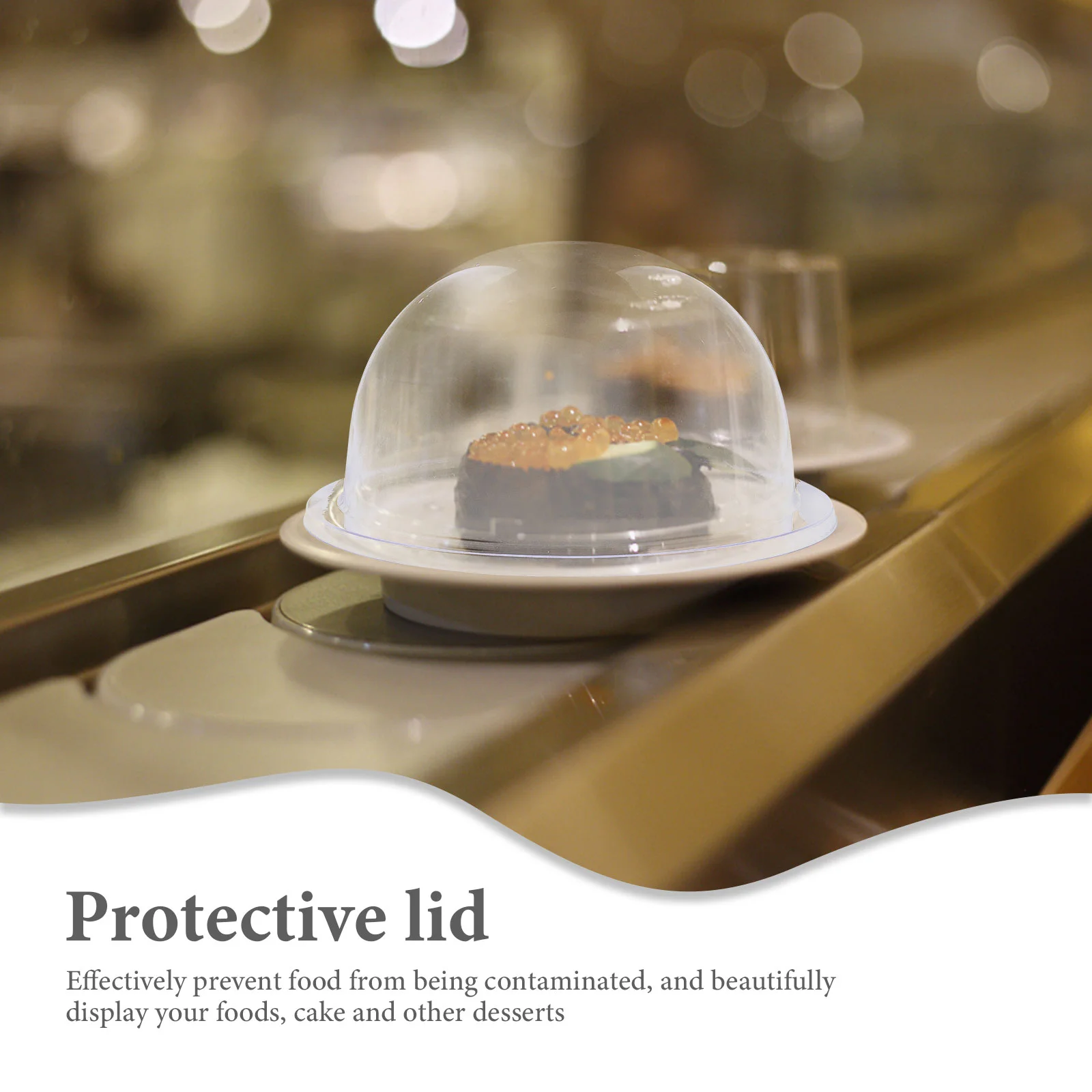 5 Pcs Sushi Plate Cover Food Covers Clear Cake Dome Plastic Protective Cover For Plates Serving Plates Dining Bar