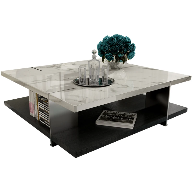 Modern Simple Northern Europe Tea Table Wooden square Coffee Table Living Room Furniture Marble Set Tea
