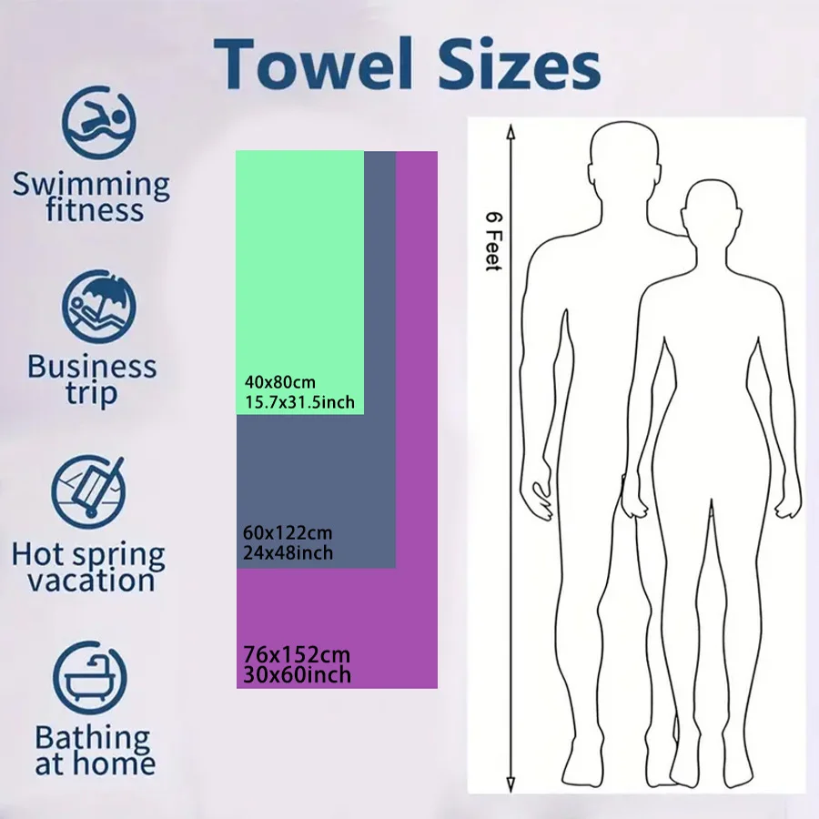 1pc Outdoor Sports Quick Drying Towel, Microfiber Swimming Towel, Non-Sticky Sand Beach Towel,Suitable for travel