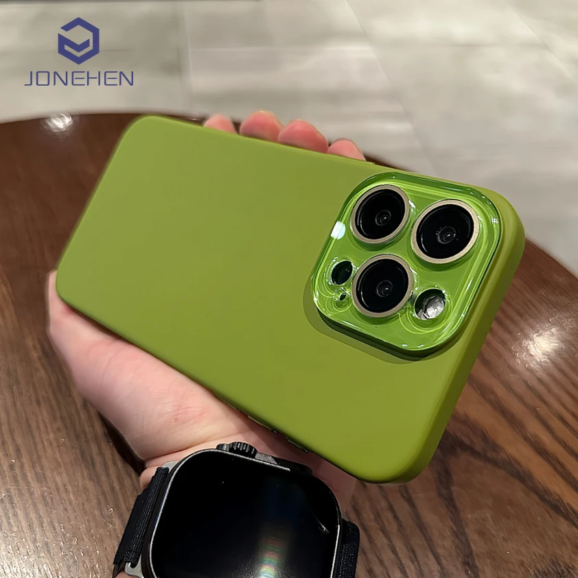 Luxury Crystal Lens Glass Protection Slim Matte Shockproof Case - Solid Color, Hard PC Cover