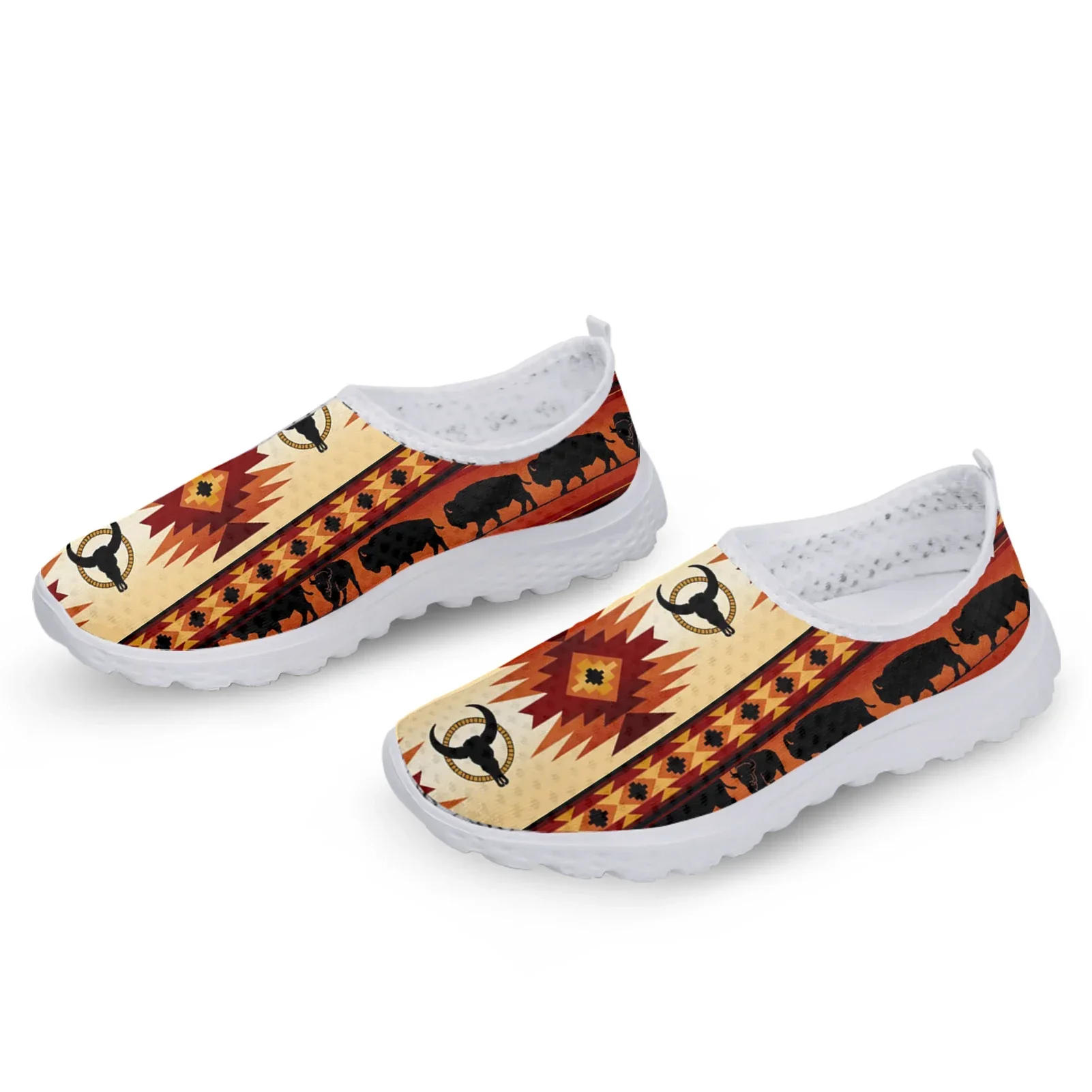 Comfortable Flat Loafers Tribal Ethnic Summer Slip On Shoes Aztec Animal Design Women's Home Mesh Shoes Zapatos