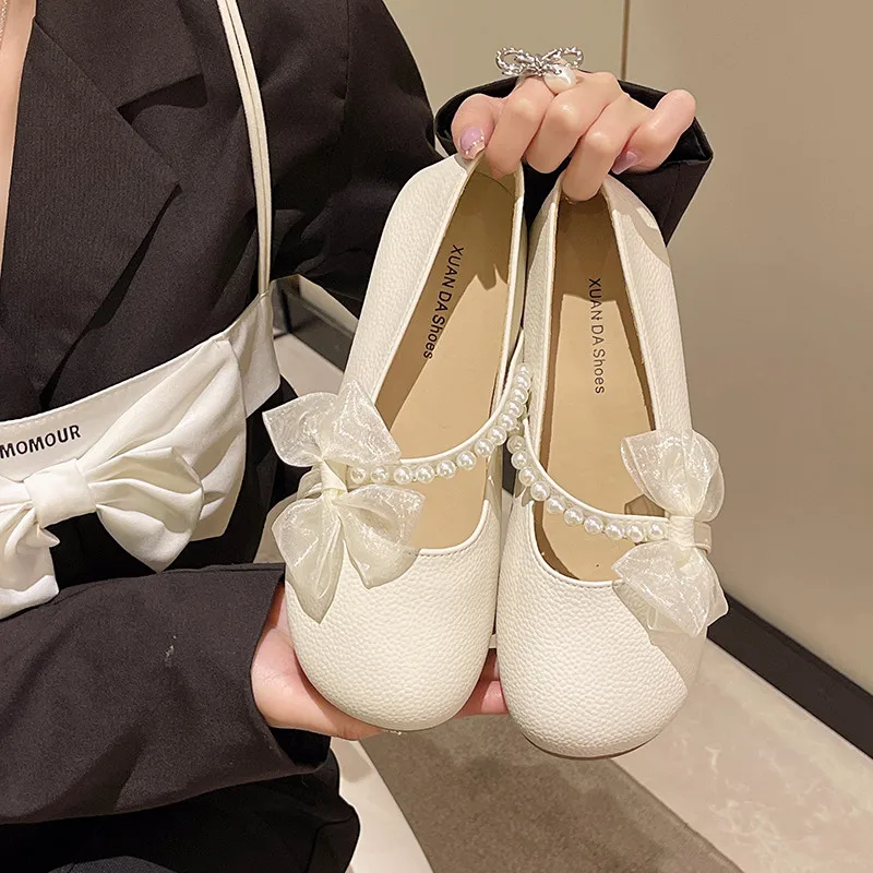 

Женские повседневные туфли с круглым носком, классические кроссовки в Корейском стиле на плоской подошве, с бантом, Элегантная универсальная обувь без застежек с закрытым носком, 2023